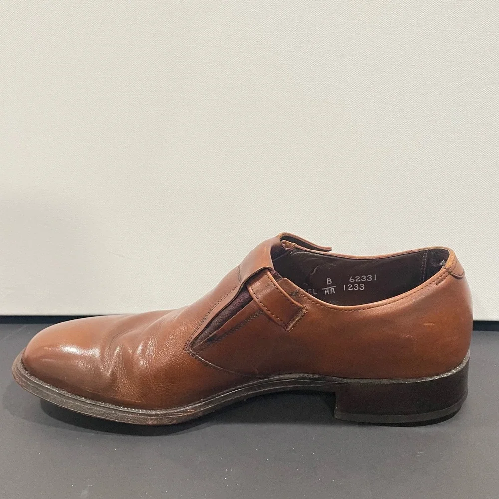 Nettleton‎ Mens Vintage Tan Leather Monk Strap Loafers Dress Shoes 8 B/AA 62331